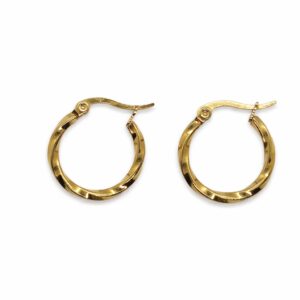 עגילי גלי עשויים סטיינלס סטיל מצופה זהב 18K