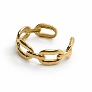 טבעת גורמט עשויה סטיינלס סטיל בציפוי זהב 18K