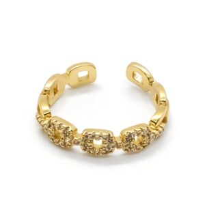 טבעת רוני משובצת עשויה סטיינלס סטיל בציפוי זהב 18K