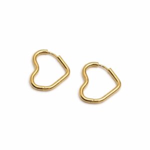 עגילי לב עשויים סטיינלס סטיל מצופה זהב 18K