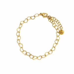 צמיד לבבות עשויי סטיינלס סטיל בציפוי זהב 18K