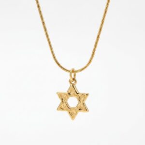 שרשרת מגן דוד עשויה סטיינלס סטיל מצופה זהב 18K