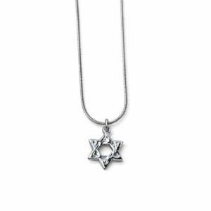 שרשרת מגן דוד עשויה סטיינלס סטיל בצבע כסף